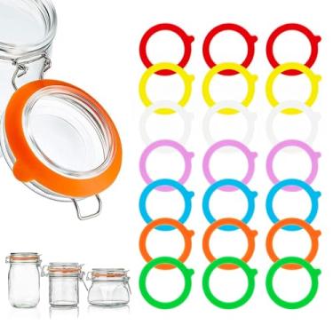Imagem de 21 peças de juntas de silicone para jarras, vedações de borracha à prova de vazamento de 9,5 cm, anéis de silicone para frascos de conserva de boca regular Mason (21)