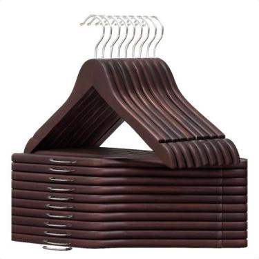 Imagem de Kit 30 Cabide De Madeira Para Organização De Roupas - Bravalumi