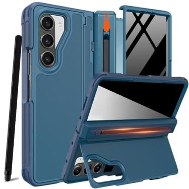 Imagem de NINKI Capa para Samsung Galaxy Z Fold 5 com suporte para caneta S e Stylus e suporte invisível, capa protetora de tela de privacidade com dobradiça para celular Samsung Z Fold 5 com compartimento fino