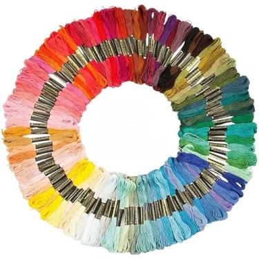 Imagem de kit Linha Bordado 300-200-100 Linha Algodão Meadas Ponto Russo Costura Patchwork Aviamentos Não Desbotam pachwork br(Kit com 100 linhas)