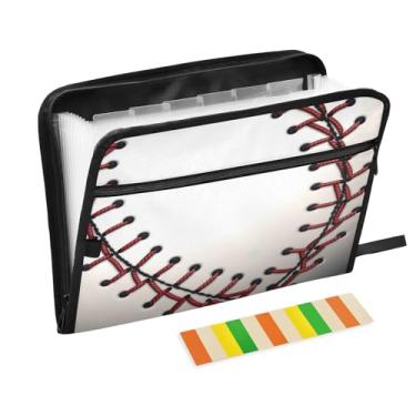 Imagem de Wassud Clipe de ponto de beisebol, 13 bolsos, organizador de arquivos sanfonados, pastas expansíveis com abas e adesivos, organizador de pastas de documentos de recibo de papel tamanho carta A4 para