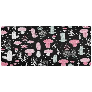 Imagem de Wassud Mouse pad fofo com estampa de cacto para jogos com base de borracha antiderrapante, mouse pad longo para teclado de computador com borda costurada, almofada grande à prova d'água para