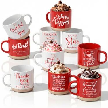 Imagem de FillTouch 10 canecas de agradecimento de Natal a granel 340 g canecas de café de cerâmica presentes de agradecimento para colegas de trabalho Presentes de agradecimento para equipe de escritório