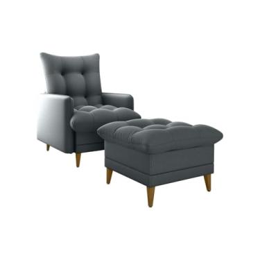 Imagem de Poltrona de Amamentação Montreal com Puff - Suede Cinza, Reclinável, Madeira Maciça, Suporta 110kg - Conforto para Mães, Sala de Estar e Cantinho de Leitura(Suede Cinza)