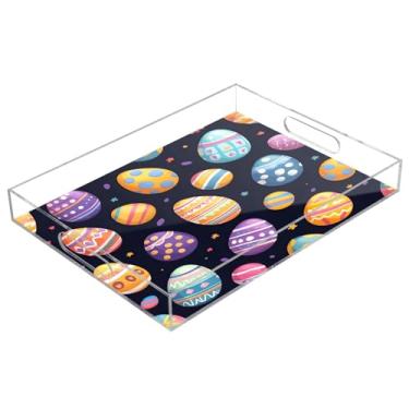Imagem de STAYTOP Bandeja de acrílico para servir ovos de páscoa, 15,7 x 11,20 cm, bandejas decorativas à prova de derramamento, organizador de bancada para café da manhã, chá, comida, maquiagem