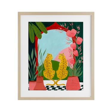 Imagem de Stupell Industries Estampa emoldurada preta de leopardo e plantas gêmeas sob vidro, design de Nabeela Rumi, 40 x 33