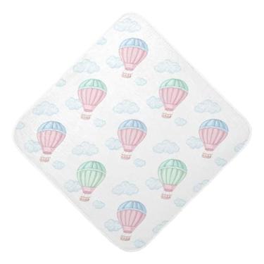 Imagem de Burbuja Toalha de banho de bebê com balões de ar quente - Toalha com capuz de musselina macia e absorvente para recém-nascidos e bebês, 89 x 89 cm