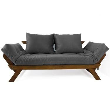 Imagem de Sofá Japão Futon Acquablock Madeira Cor Imbuia D33 - Chumbo