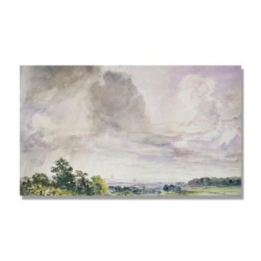 Imagem de NHLDZYH Impressão em tela estilo John Constable (paisagem 86), painel de tela de paisagem romântica, decoração de parede com tema de natureza para quarto ou escritório. 60 x 102 cm. Somente tela