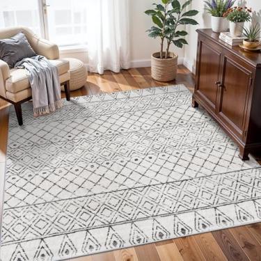 Imagem de BYYVOO Tapete lavável 5x5 quadrado marroquino: tapete grande antiderrapante macio para interior - Tapete de chão de casa de fazenda de pilha baixa para sala de estar, quarto, sala de jantar - Tapetes