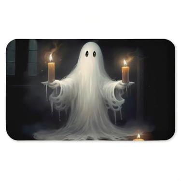 Imagem de Tapete antifadiga Spectral Ghost à luz de velas, tapete ergonômico acolchoado para cozinha e pé com suporte antiderrapante, tapete confortável ecológico, design da Lsr Design Studio, 76 cm x 45 cm