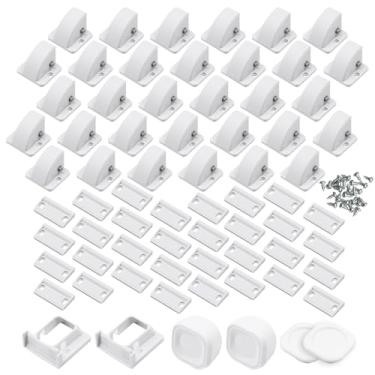 Imagem de Kimitimi Pacote com 32 fechaduras magnéticas para armários, fechaduras de segurança à prova de crianças, fechaduras para armários e gavetas para casa, cozinha, banheiro - 32 fechaduras e 2 chaves