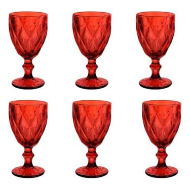 Imagem de Jogo De TaçAs De Vidro Vermelha Rubi 340ml 6 PeçAs Conjunto De TaçAs PráTico E Elegante Ideal Para Salas De Estar E De Jantar