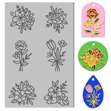 Imagem de 1 tapete de textura de borracha, almofada de padrão de modelagem com estampa de flores, kit de fabricação de joias, ferramentas de artesanato criativo para máquinas de gravação de carimbos, artesanato