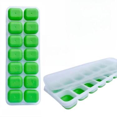 Imagem de Kit 2 Formas Gelo Silicone Flexível 15 Cubos Desenforme Fácil - Fundo Multiuso Tampa Rígida, Para Sucos Temperos Frutas