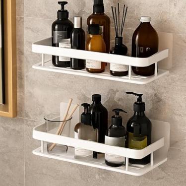 Imagem de Kit Suporte para Porta Shampoo Prateado e Dourado, Prateleira Organizador para Banheiro com Adesivo(2,Branco)