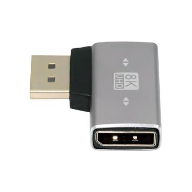 Imagem de NFHK DisplayPort 1.4 para DP Ultra-HD UHD 8K 60hz 4K 144hz ângulo esquerdo macho para fêmea 90 graus para monitor de vídeo PC laptop