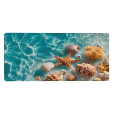 Imagem de Tapete de mouse grande, bonito, estrela-do-mar, impermeável, para computador, estendido, protetor de mesa, base de borracha antiderrapante, mousepad para escritório, computador, teclado, laptop e mesa