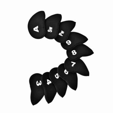 Imagem de Generic Capa de Cabeça para Taco de Golfe de Neoprene, Durável, à Prova D'água, 10 Peças, Letras de Números para Amante de Golfe, Preto, 14,5 * 8cm (#1)