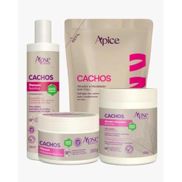 Imagem de Kit Shampoo, Máscara, Ativador e Refil Ativador 500ml Cachos Apice