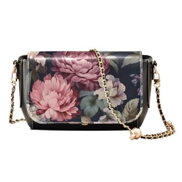 Imagem de GAIGEO Bolsas transversais femininas de couro limão aquarela, bolsas de couro para mulheres, bolsa transversal de couro feminina, Floral em azul escuro 3, One Size