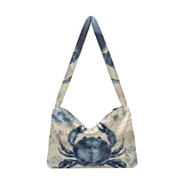 Imagem de Plant Dragonfly Rose Wind Bolsas de ombro femininas, bolsa de ombro, bolsa feminina para uso ao ar livre, Caranguejo náutico vintage, One Size