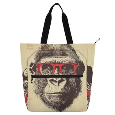 Imagem de GAIGEO Bolsa de trabalho feminina com retrato de gorila, bolsa de trabalho universitária, bolsa para professores, presente para amantes de livros