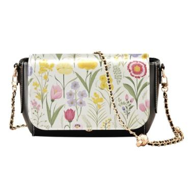 Imagem de GAIGEO Bolsa de ombro de campo de girassol com bolso, bolsas femininas de couro, bolsa de ombro de couro sintético para mulheres, Floral delicado - 3, One Size