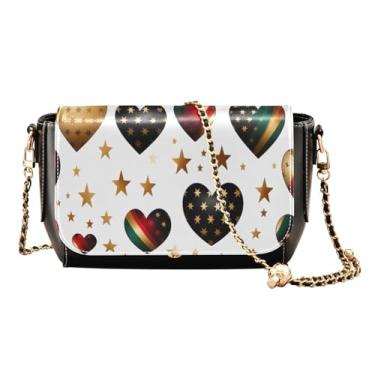 Imagem de Bolsa de ombro transversal de couro preto com flor em preto, bolsa tiracolo ajustável, bolsa de ombro média para mulheres, Coração de Natal - 2, One Size