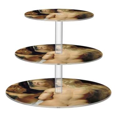 Imagem de Rubens Art Venus Pintura Espelhada Tea Party Cupcake Stand 3 camadas redondo acrílico display copo bolo torre bandeja de servir para festa sobremesa decoração de mesa aniversário casamento deleite