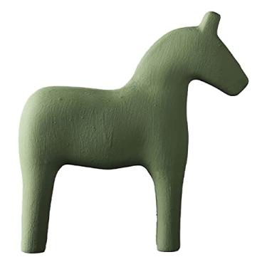 Imagem de YOUTHINK Estatueta de Cavalo de Madeira, Estatuetas Colecionáveis ​​Estatueta de Cavalo Estátua de Artesanato Sueco Vintage para Escritório Familiar Pintura de Mesa Brinquedo Decoração de Casa (S)