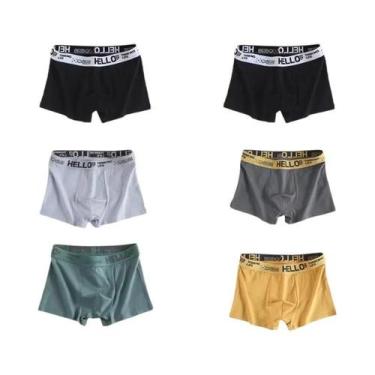 Imagem de 6 peças roupa interior masculina pura calcinha shorts boxer respirável