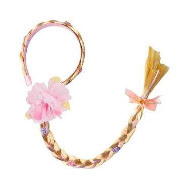 Imagem de Tiara De Princesa Com Flores Para Meninas, Peruca Longa Com Trança, Fa