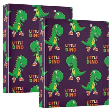 Imagem de Lindo tênis de dinossauro verde com desenho animado de 3 cm, fichário com 3 argolas, 200 folhas, floral, 3 pastas de anéis, fichário, 31,5 x 27 x 6 cm, pacote com 2