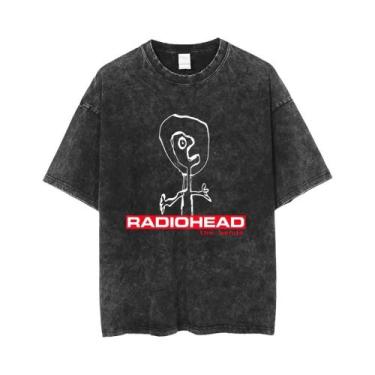 Imagem de Camiseta Unissex Oversized De Algodão Lavado Com Estampa Da Banda De R