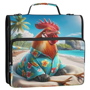 Imagem de 3 fichários de 3 anéis, anel D de 3,8 cm, organizador de fichário fofo com zíper, bolsa de fichário para ensino médio com alça, portfólio de documentos e estojo para pasta de anel