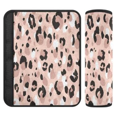 Imagem de Almofadas de cinto de segurança de carro de flanela macia de animais com estampa de leopardo moderno com enchimento de algodão - Fecho de fita mágica ajustável para carros, bolsas