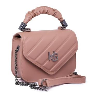 Imagem de Bolsa Feminina Pequena de Couro Sintético, Design Matelassê, Alça de Ombro com Corrente, Preta (castanho)