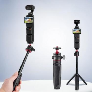 Imagem de Mini tripé portátil de mesa de liga de alumínio com cabeça esférica de 360 graus, placa de sapata rápida para câmera DSLR filmadora de vídeo para gravação de vídeo, preto