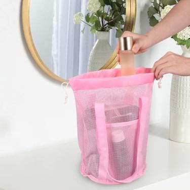 Imagem de Bolsa de chuveiro de malha de poliéster de grande capacidade, bolsa de banho de malha de secagem rápida, armazenamento categorizado para banheiro