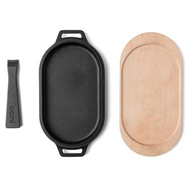 Imagem de ooni Prato Sizzler de ferro fundido – Panela de ferro fundido Sizzler – Panelas de ferro fundido com alça removível – Chapa de ferro fundido – Seguro para forno pré-temperado