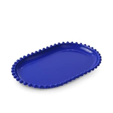 Imagem de Kit 2 Bandejas Decorativas Pérola Oval 20x13cm para Decoração de Mesa e Festas – Bandeja Acrílica Elegante (Azul Royal)