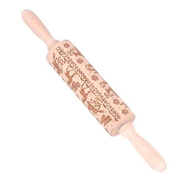 Imagem de Rolo de Massa Em Relevo de Natal, Madeira Composta, Altamente Durável, à Prova de Umidade, Fácil Controle Com Alça Confortável para Massas, Massa de Biscoitos, Pastelaria (Padrão