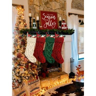 Imagem de 3 peças meias de Natal de luxo 45,7 cm clássicas tamanho grande meias longas Papai Noel meias de Natal decoração de festa de Natal presentes para a família (3 peças)