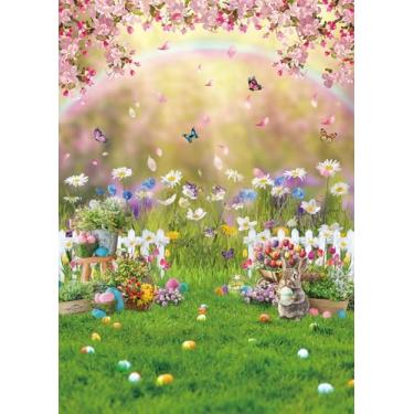 Imagem de Pano de fundo de primavera de Páscoa para fotografia novo - 1,5 x 1,8 m primavera natureza flor rosa fundo Páscoa chá de bebê decorações de festa de aniversário crianças sessão de fotos adereços de