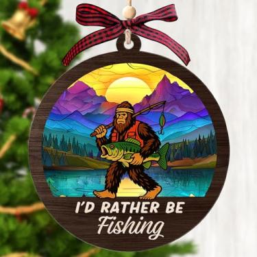 Imagem de Ornamento de pesca - Enfeites de Natal engraçados de Sasquatch - Enfeites de peixe para árvore de Natal - Decoração de pesca para árvore - Presentes para pescadores, homens, amantes de Pé Grande