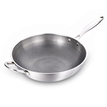 Imagem de Revestimento antiaderente suprimentos de cozinha wok fogão restaurante casa wok frigideira cozinha panelas (cor: D, tamanho: 32 cm) (D 34 cm)