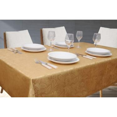 Imagem de Admirare Decorações - Toalha de Mesa Quadrada Jacquard 8 Lugares Cor:Gold