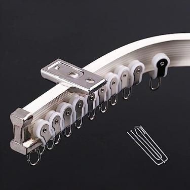 Imagem de Trilho de cortina de teto, trilho de cortina, suporte de parede/teto, divisória de parede, varão de cortina branco para chuveiro/janela de sacada/trailer (montagem na parede, 130 cm) (suporte de teto