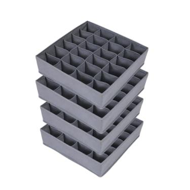 Imagem de 4PCS Caixa de Armazenamento Roupa Intima Organizador Meias Sutiãs Tecido Organizadores Gaveta com 24 Compartimentos Plegáveis Design Base Zíper Colaps
